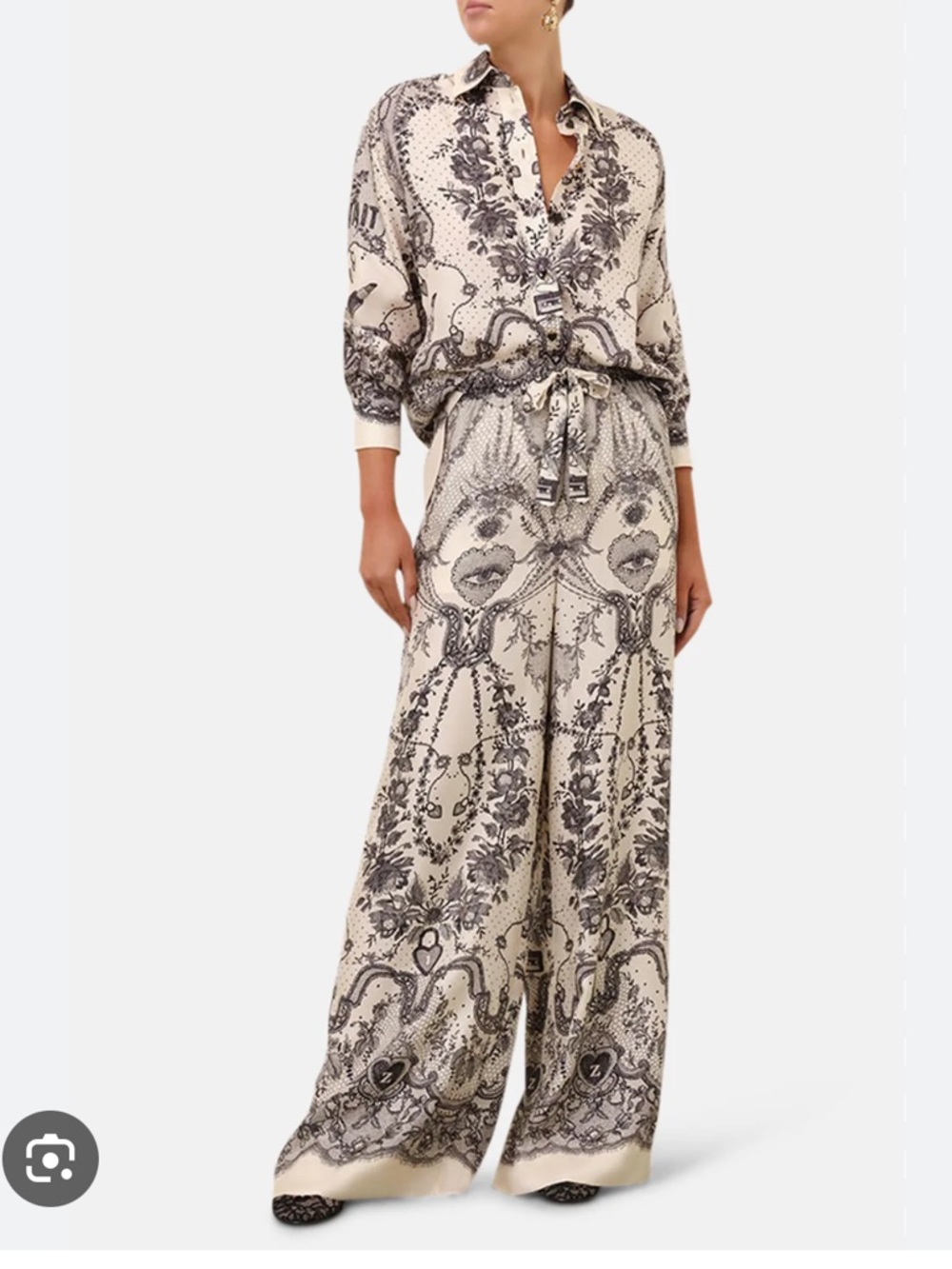 NWT Zimmermann LOCKET PRINT CRUSH SILK BELTED WIDE LEG TROUSER Size 0(2-4US)